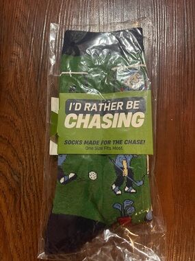 I'd Rather Be Chasing Golf Balls Green Novelty Socks